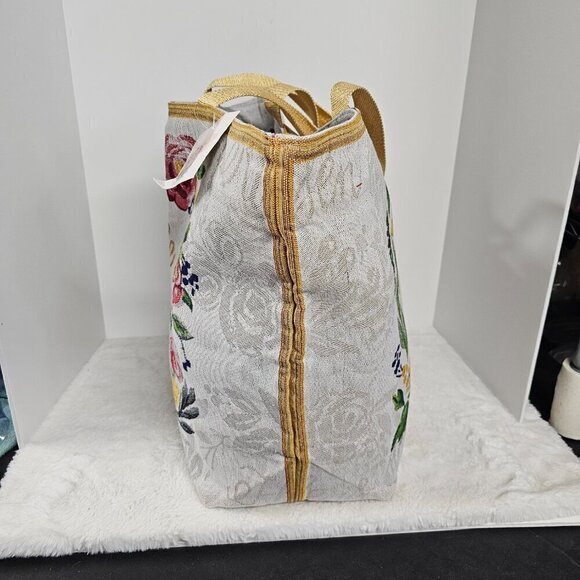 NWT Mabelle  Gray Floral Scripture Tapestry Tote Oversized - Picture 5 of 10
